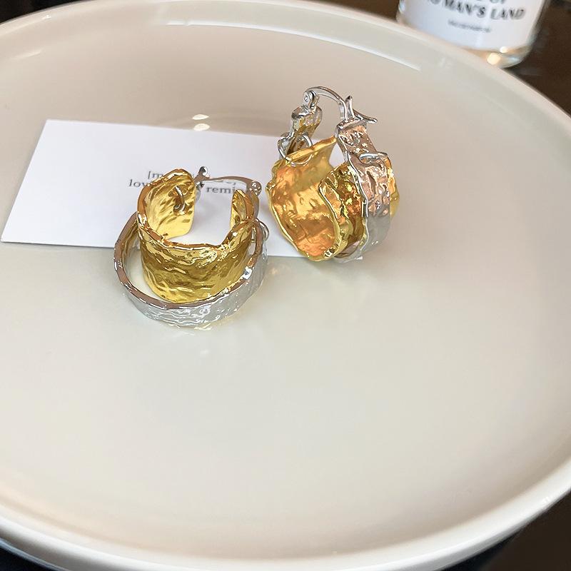 European and American Simple Geometric Beanie Stud Earrings Personalized Trend Earrings Metal Cold Wind Earrings Women