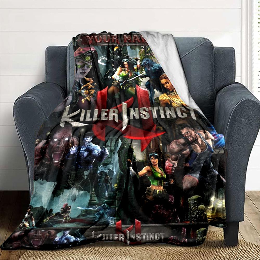 Name Custom KILLER INSTINCT Print Flannel Blanket High Quality Warm Comfortable Cover for All Seasons Perfect for Gifts Home Decor