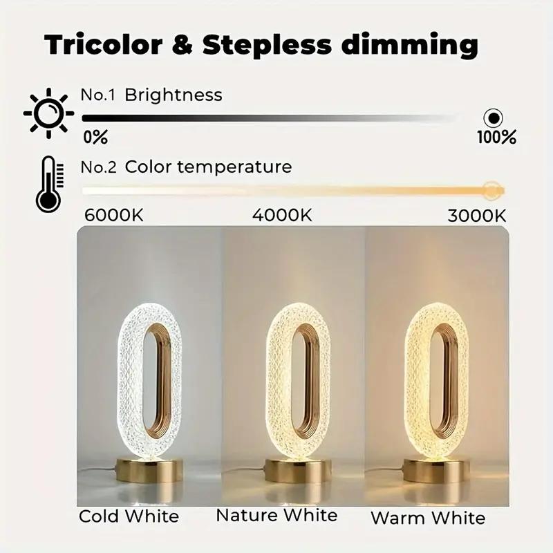 Modern Luxury Oval USB Rechargeable Crystal Table Lamp Living Room Bedroom Bedside Creative Decoration Atmosphere Night Light
