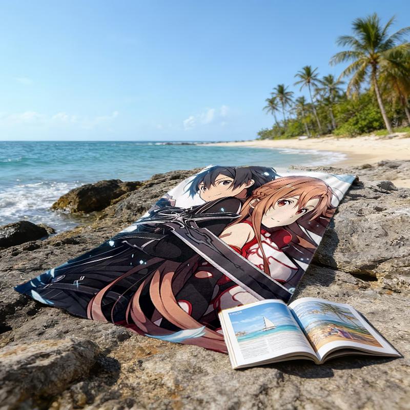 1pc Sword Art Online1 Beach Towel, Beach and Seaside Swimming Pool Equipment, Fashion Pattern, Rectangular, Travel Essentials
