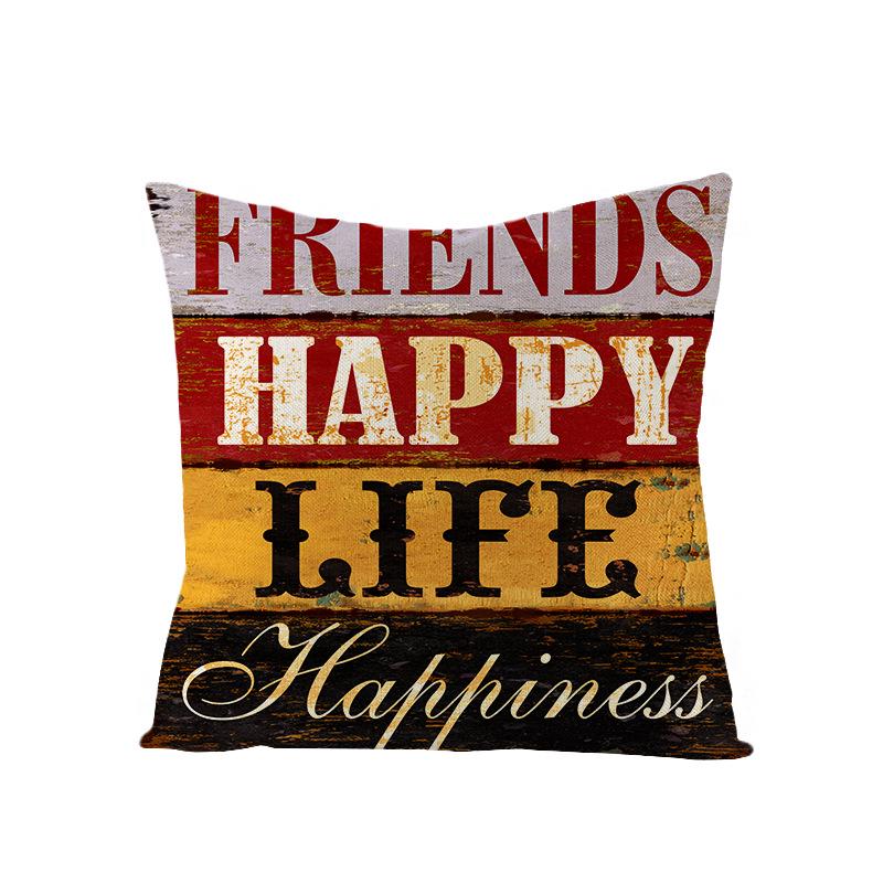 Home Polyester Pillowcase Retro Book Brief Series Square Sofa Pillowcase