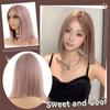 Wig Female Pink Purple One-size-fits-all Short Hair Trimmed Face Medium Eight-character Bangs Fashion Bobo Head Short Straight Wig