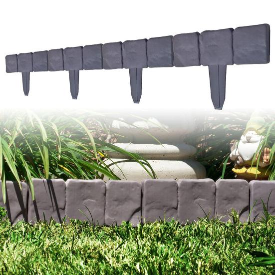 Imitation Stone Garden Fence, Garden Landscape Edging Border, Interlocking Plastic Retaining Edging Border, Decorative Picket Panels for Flower Bed