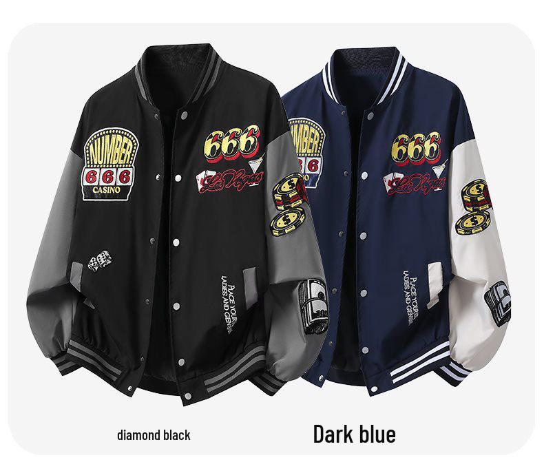 2026 Men's American Retro Digital Embroidery Baseball Jacket - Trendy, Versatile Casual Outerwear