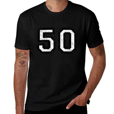 Number 50 Vintage Black And White 50th Birthday Tshirt Casual Street Style Short Sleeve Tee