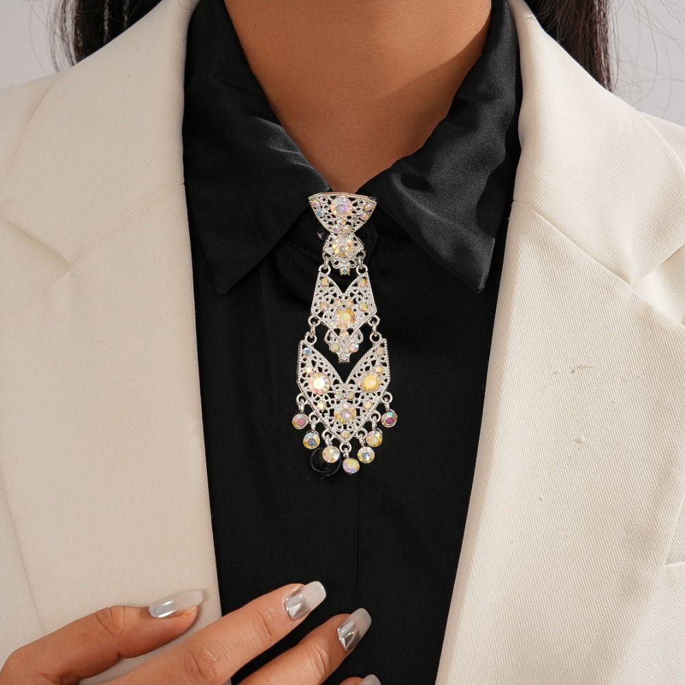 Adjustable Formal Business Ties Luxury Crystal Necktie Decorative Rhinestone Necktie Business Suit