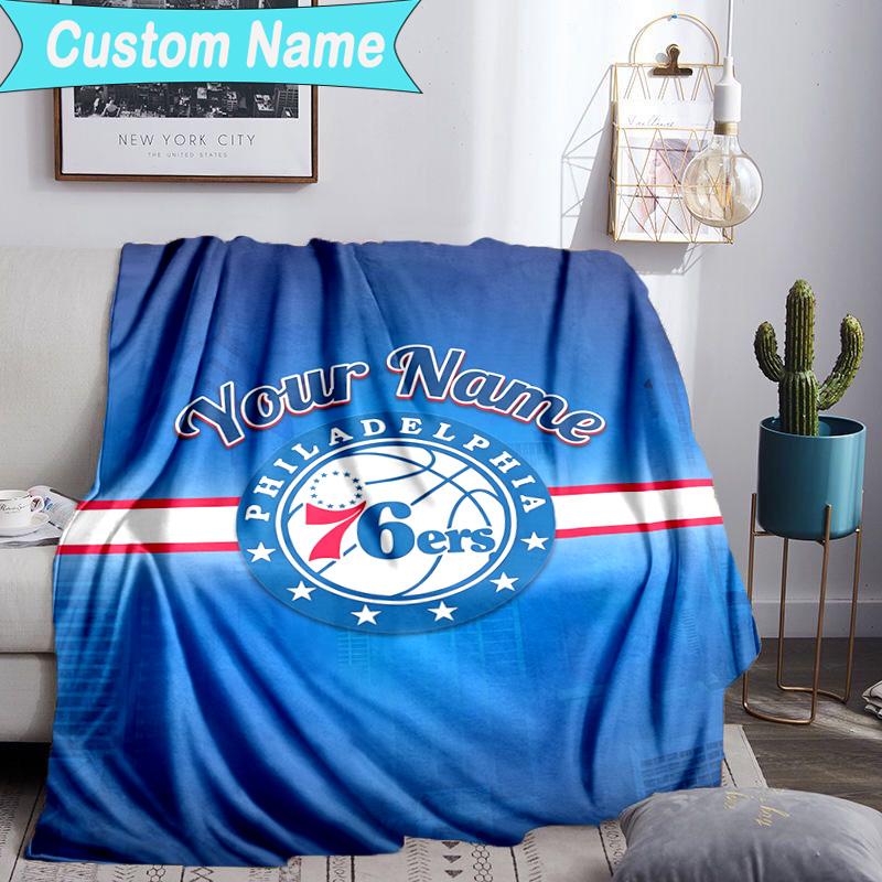 Custom Name Blanket 76ers Basketball Team Blanket Bedding Blanket for Travel, Camping, Living Rooms, Offices, Sofas, Fan Christmas gift