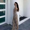 Spring Fashion Women's Dress Socialite Ethos Elegant Slim Leopard Print Halter Dress