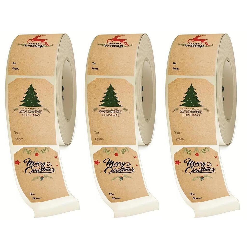 300pcs/Roll Envelope Sealing Sealing Decals Self Adhesive Labels Xmas Craft Holiday Decorative Labels Roll For New Year Present