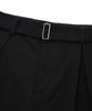 FALLETT Belted Double-Pleated Wool Slacks Black