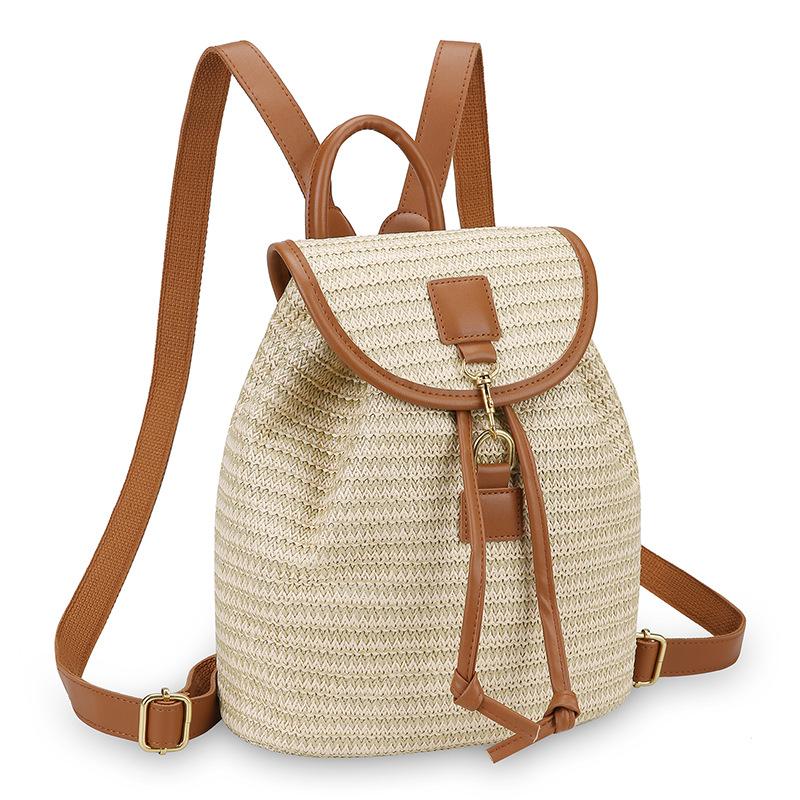 Women's Straw Backpack Summer Boho Bohemian Hollow Shoulder Bag Hobo Crochet Woven Travel Bags for Women Knitted Beach Back Pack