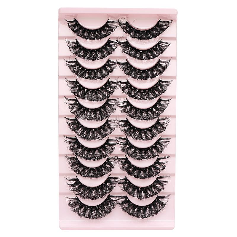 10 Paar DD Aufwärtsgebogene Urlaubs-Wimpern Rollen-Set, Falsche Wimpern