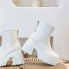 Fashion 10CM Microfiber Synthetic Women ZIP Ankle Motorcycle Platform Booties Autumn Ankle Spring Thick Soled Chunky Heels Shoes