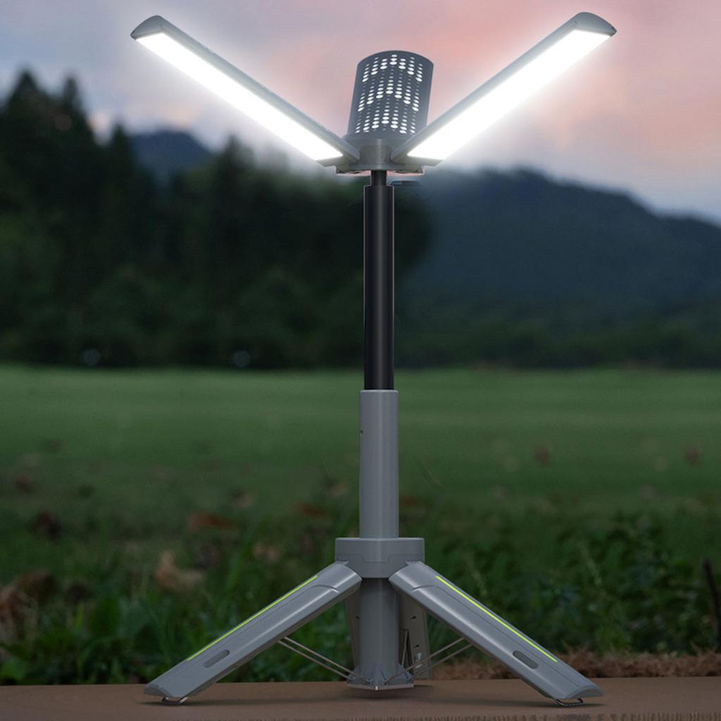 LED Camping Light with Rotating Folding Panels, 3-Leaf Outdoor Camp for All-Terrain Multi-Scene Use