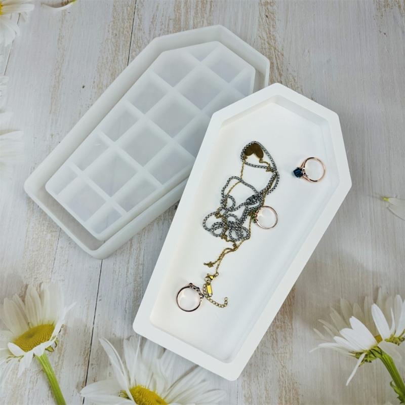 Coffin Resin Tray Molds for Making Jewelry Tray Earrings Display Stand DIY Craft, Coffin Shaped Jewelry Tray Molds