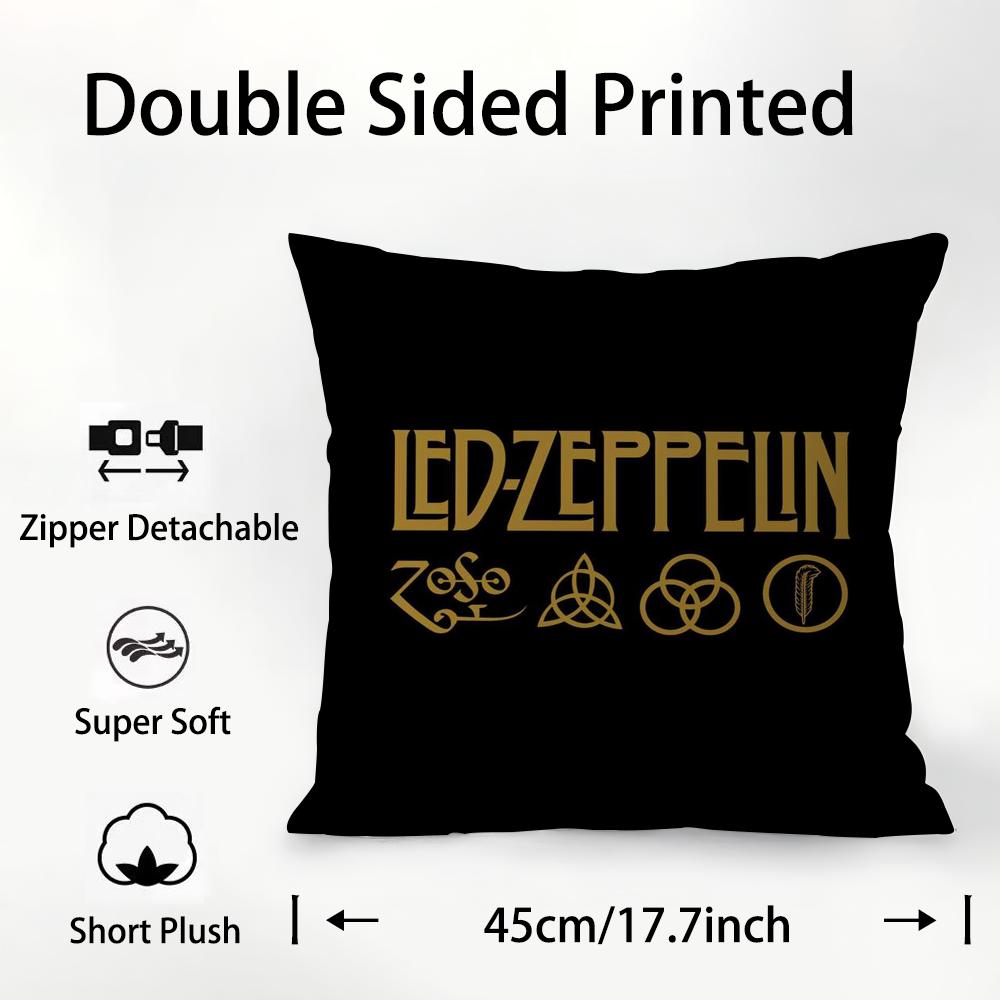 

Band L-Led Z-Zeppelin Pillow Case Plush Fabric Soft Double Sided Print Sofa Cushion Cover Throw Pillow Covers 16x16Inch