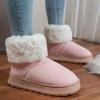 Warm Furry Women Winter Boots Non Slip Thick Bottom Daily Wear Round Toe Street Outdoor Light Weight Short Plush Cotton Shoes