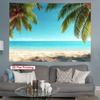Tropical Beach Tapestry  Palm Trees Turquoise Ocean Summer Scene Polyester 5161 In for Bedroom or Dorm