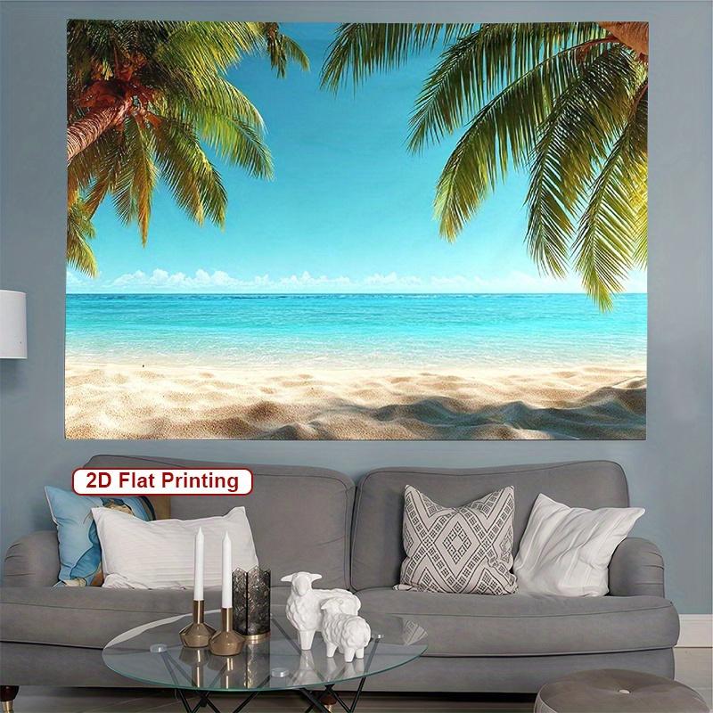 Tropical Beach Tapestry Palm Trees Turquoise Ocean Summer Scene Polyester 5161 In for Bedroom or Dorm