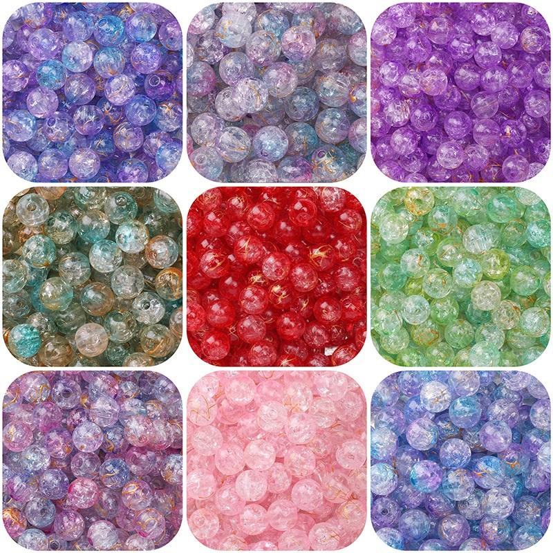 8mm/10mm Cracked Patterned Beads Irregular Color Acrylic Beads For DIY Jewelry Making