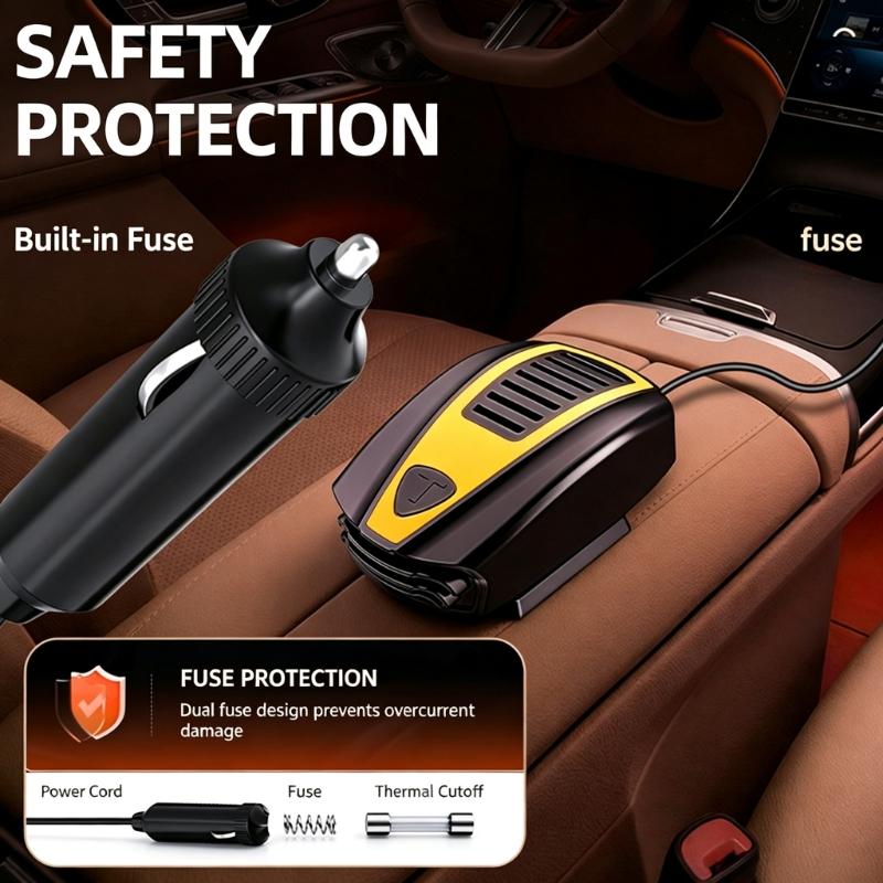 Dashboard Car Defroster 12V 150W Heater Fan with Wide Vent Outlet for Windshield Visibility and Winter Commute Use