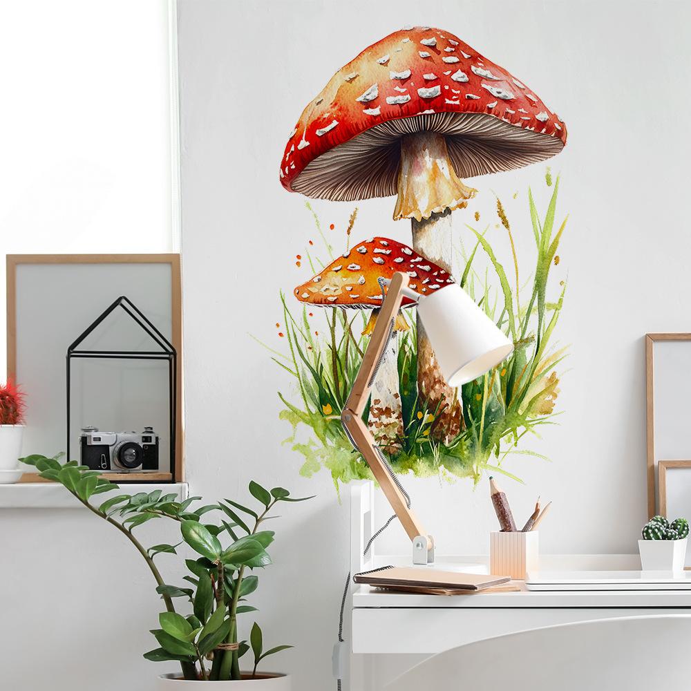 Cute Big Mushroom Grass Wall Sticker Self-Adhesive Removable for Bedroom Home Decor Art