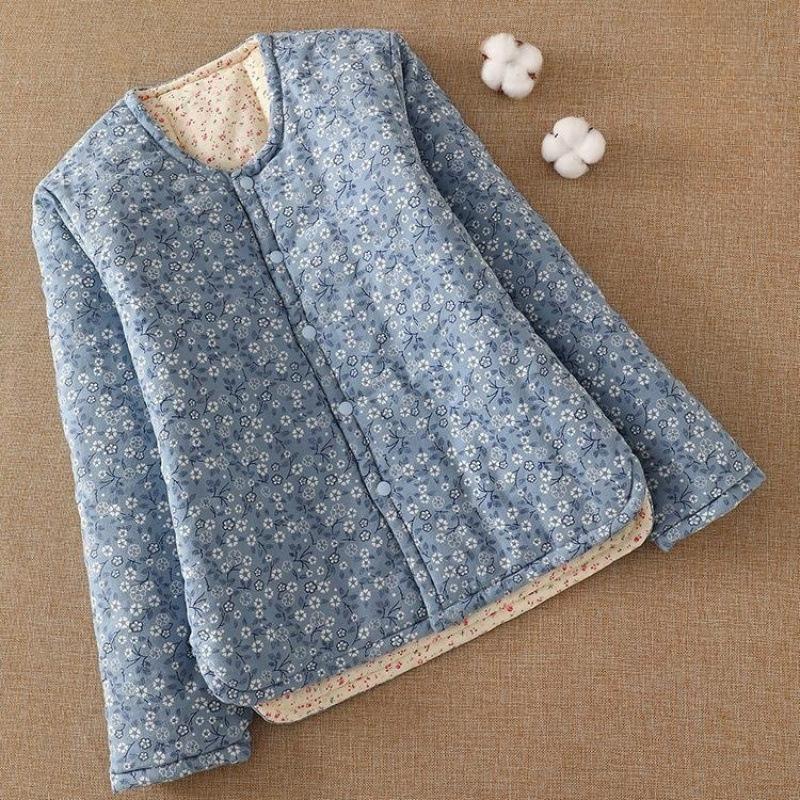 

Женская зимняя свободная хлопковая куртка с хлопковой курткой и внутренней подкладкой для тепла, короткая облегающая хлопковая куртка с цветочным принтом 5XL