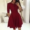 Dam Vårklänning Trefjärdsärmar Enfärgad med Bälte Åtsittande Midja A-linje Klänning Uppklädd Knälång Dragkedja Dam Höstklänning Damkläder