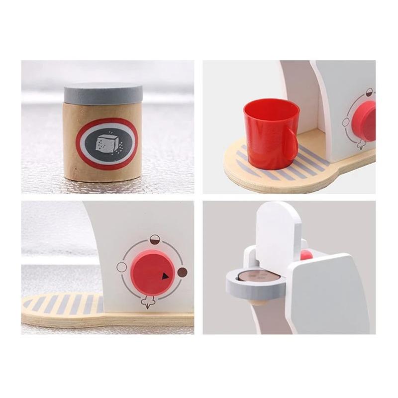 Wooden Kitchen Pretend Play Toy Simulation Wooden Coffee Machine Toaster Machine Food Mixer Baby Early Learning Educational Toys