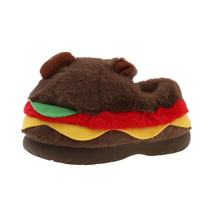 Fashion Plush Cotton Shoes Winter New Round Toe Deep Mouth Soft Sole Non-slip Wear-resistant Flat-sole Wrapped-head Slippers