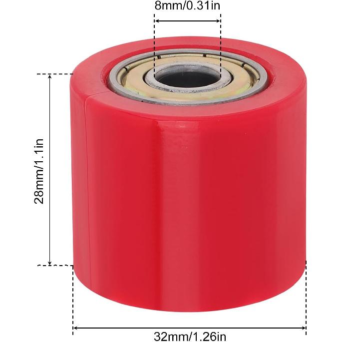 2Pcs 8mm Chain Tensioner Guide Wheel, Drive Pulley Roller for Motorcycle | Pre-installed 608Z Bearings, No Assembly Needed. Rubber + Steel