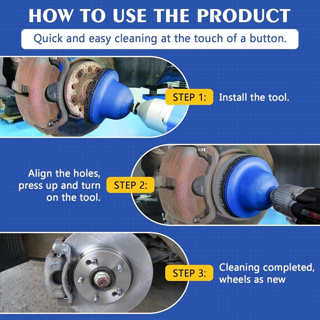 Car Wheel Hub Brush Rust Grinding Wheel Cleaning Rotor Wheel Hub Grinder Rim Surface for Cordless 1/2" Drive Air Drill
