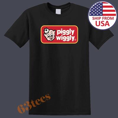 Piggly Wiggly Store Lustiges Cartoon Herren T-Shirt Damen Tee Top Unisex Schwarz Größe S bis 5XL