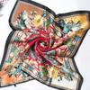 New Style Female Satin Red Big Square Silk Scarf Printed, Women Coffee Silk Scarf Hijab Wraps For Summer,Autumn 90*90cm