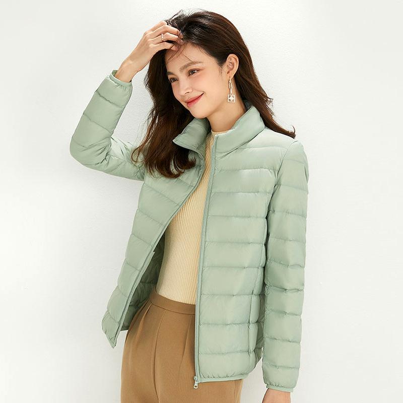 Damen Ultraleicht 90% Weiße Entendaunenjacken Damen Langarm Parkas Weicher Stoff Kurze Oberteile Mantel Windbreaker