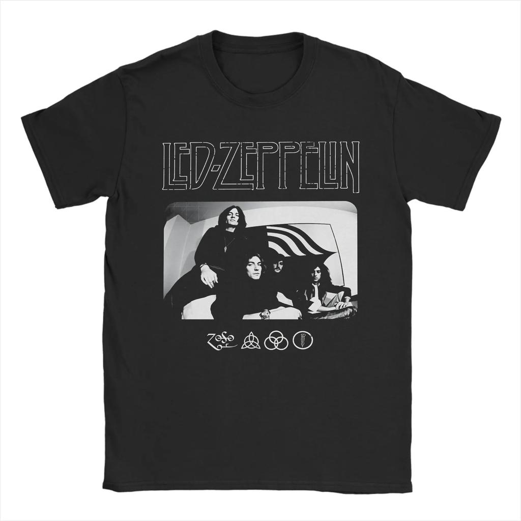 The Mother Ship Led Zeppelin T-Shirt Beach  100% Cotton T-Shirts For Men Casual Tee Shirt Short-Sleeve Streetwear Tops