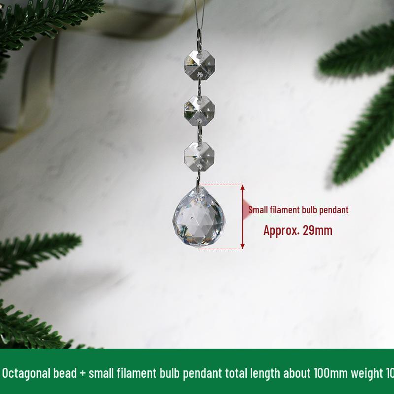 Transparent Acrylic Snowflake Ornament Set with Crystal Bead Strings for Christmas Tree Decoration