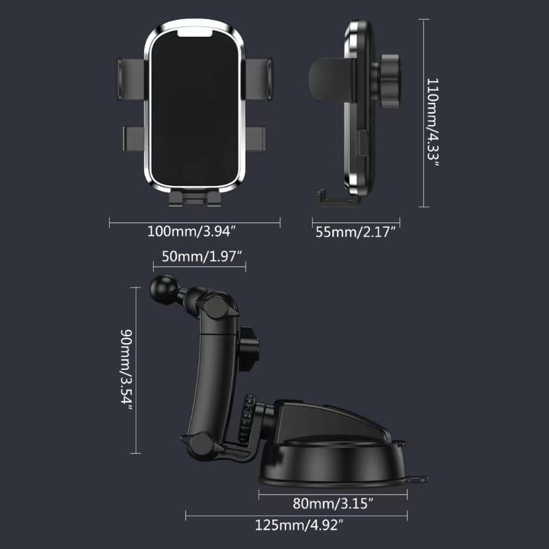 Phone Mount for Car Stable and Flexible Suction Cup Dashboard Windshield Cellphone Holder Navigations Stand