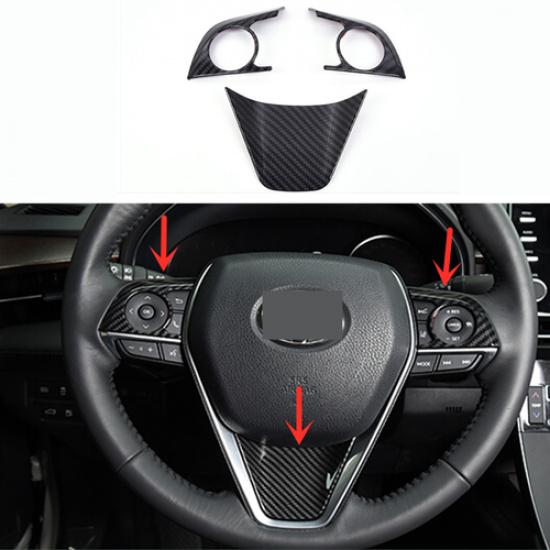 Carbon fiber Steering Wheel Trim 3pcs For   Toyota Venza