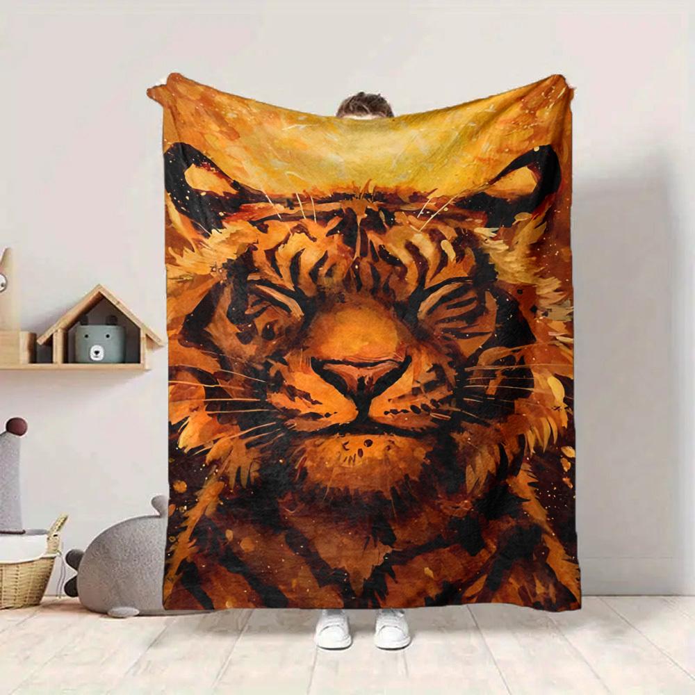 1PC Tiger Face Blanket, Throw For Sofa, Bed, Travel, Camping, Livingroom, And Bed, Printing Blanket With Soft And Warm Fabric Yy250918156
