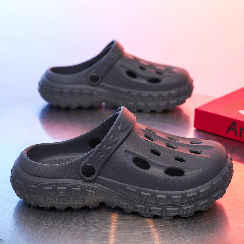 

Мужские и женские туфли с отверстиями, симпатичные, дышащие, нескользящие, пляжные, сандалии для офиса в помещении 44-45