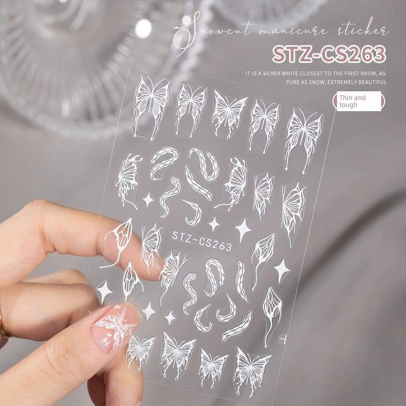 

Net Red Snow Mowing Manicure Stickers 2025 New Arrival Colorful Elegant Bright Crystal Semi-Transparent White Thin Tough Nail Jewelry Decals STZ-CS263-thin and tough