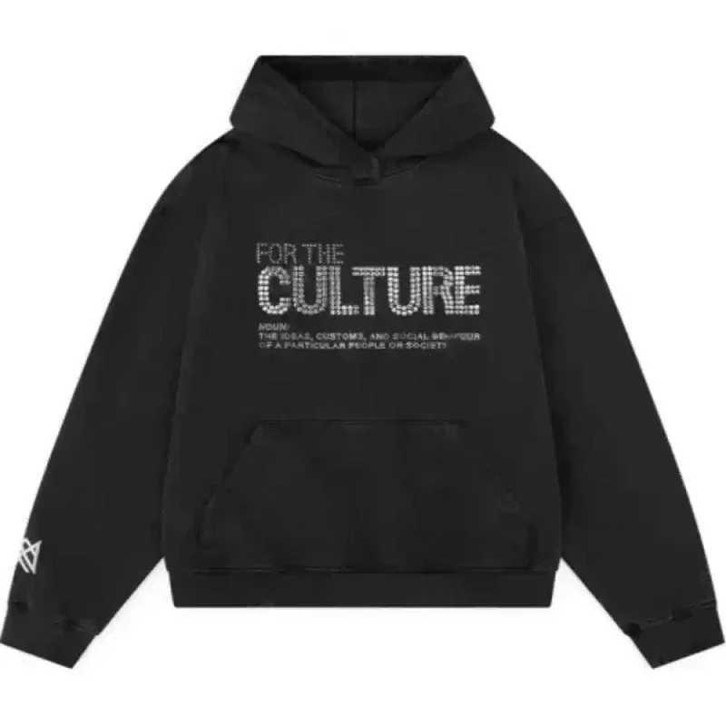 Womens Oversized Hooded Sweatshirt With Rhinestone Letter Print Long Sleeve Pullover Casual Top