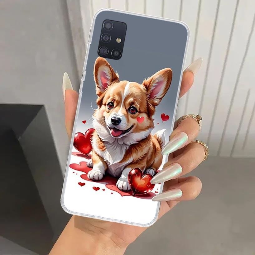 Lovely Puppy Heart Dogs Phone Case for Samsung Galaxy A52 A32 A22 A12 A02S A50S A30S A10S Note 20 Ultra 10 Plus S10 A31 A20 A71