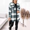 Women's Brushed Plaid Shirts Long Sleeve Flannel Lapel Button Down Pocketed Shacket Jacket Coats