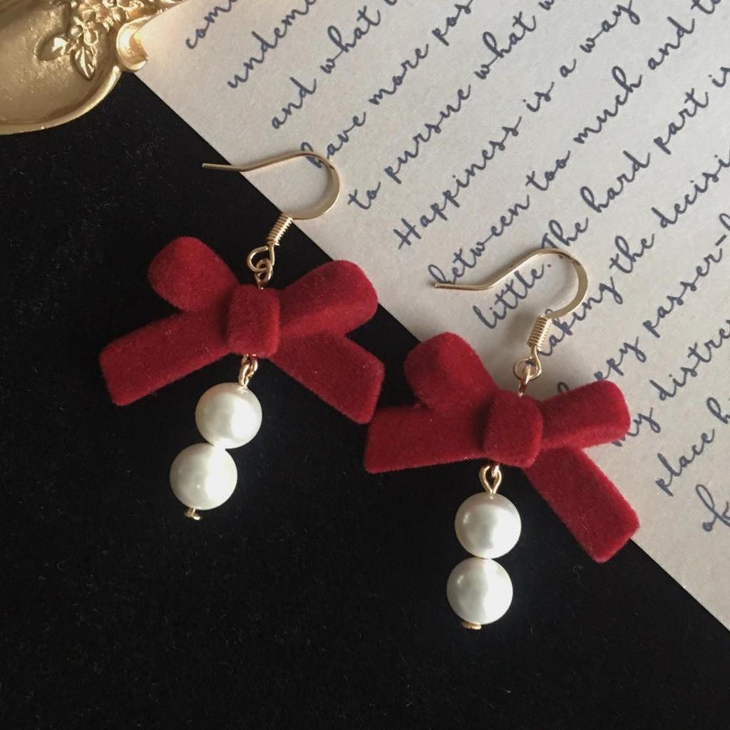 2025 Red Velvet Long Earrings - New Year's Hot Style, Versatile and Elegant for Weddings or Engagements