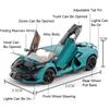 1:24 Lambo Revuelto Countach Toy Model Diecast Car Doors Opened Sound Light Pull Back Miniature Cars Fashion Ornament Collection