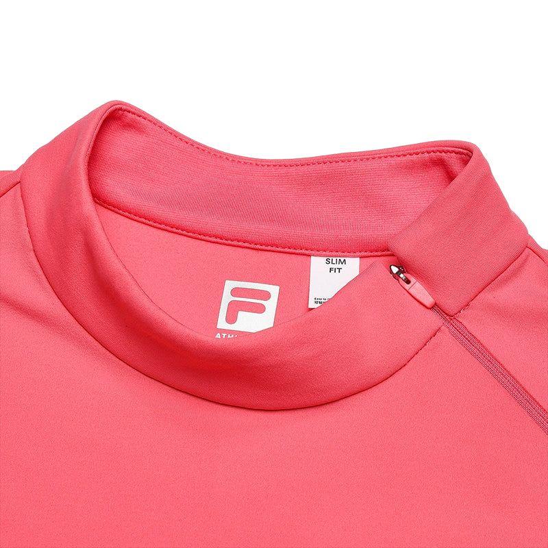 Fila Fitness Logo Solid Color Slim Fit Long Sleeve T-Shirt Women Tops Coral A11W441201F-RD