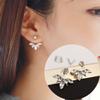 Fashion Elegant Silver Needle Zircon Daisy Tree Leaves Water Earrings Drops