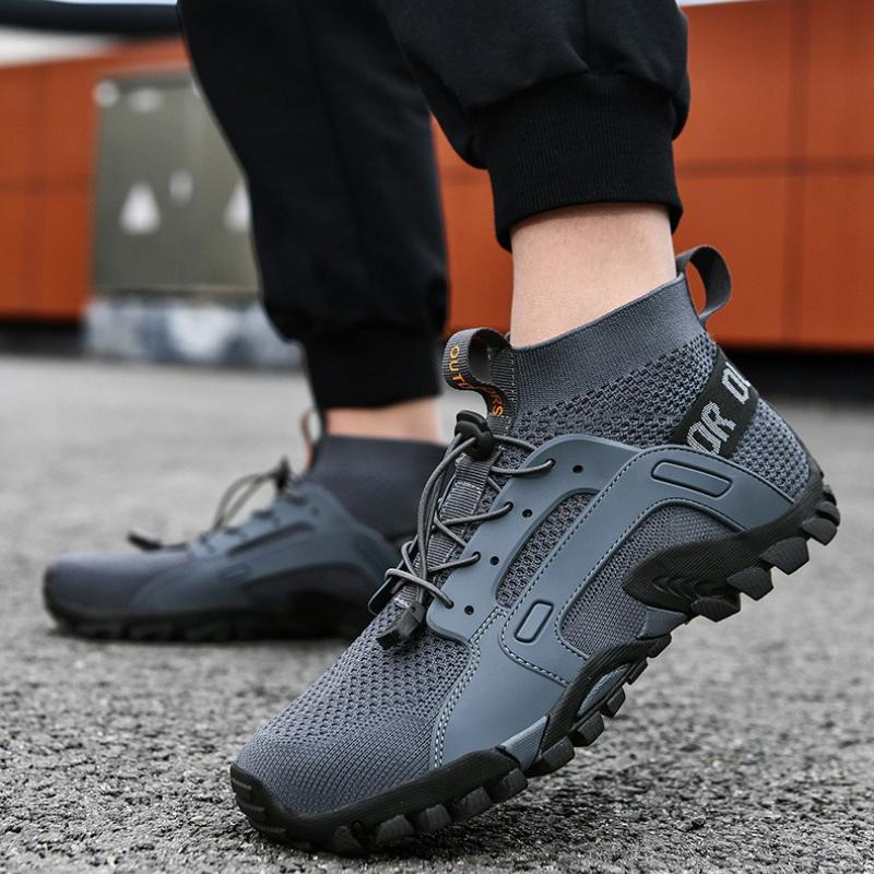 Outdoor Men's Hiking Wading Shoes Mesh Breathable Non-slip High-top Hiking Shoes High-quality Casual Sneakers Tenis De Hombre